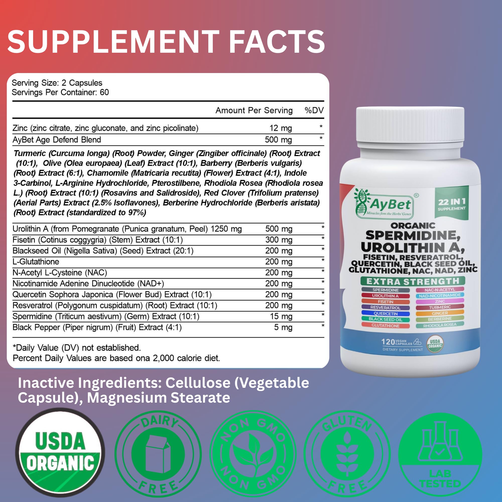 AyBet antioxidant blend with Resveratrol and Quercetin for oxidative stress support