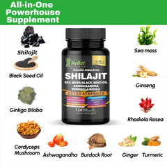AyBet Sea Moss capsules packaging highlighting nutrient-rich blend