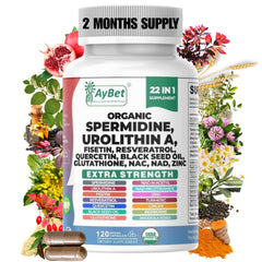 AyBet Spermidine Urolithin A bottle with longevity support and daily vitality