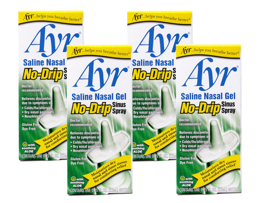 AYR saline gel no-drip bottle front promoting moisturizing relief for dry nasal passages