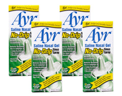 AYR saline gel no-drip bottle front promoting moisturizing relief for dry nasal passages