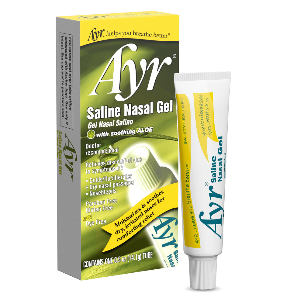 AYR Saline Nasal Gel cap demonstrating 6-pack packaging