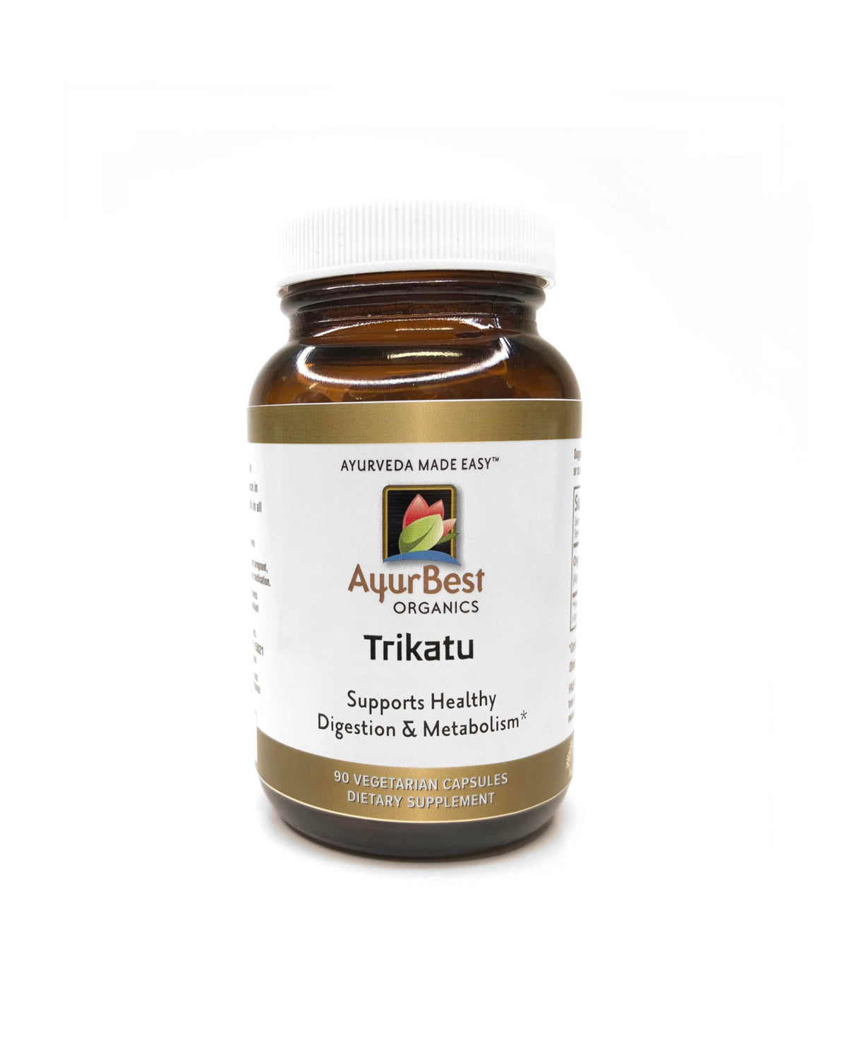 AyurBest Trikatu capsules bottle shows easy daily digestion support.