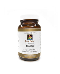 AyurBest Trikatu capsules bottle shows easy daily digestion support.