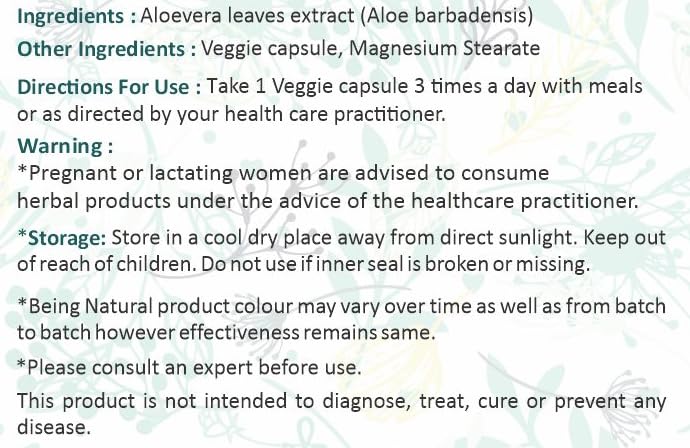 Ayurforest Aloe Vera Capsule count 120, ideal for regular supplementation.