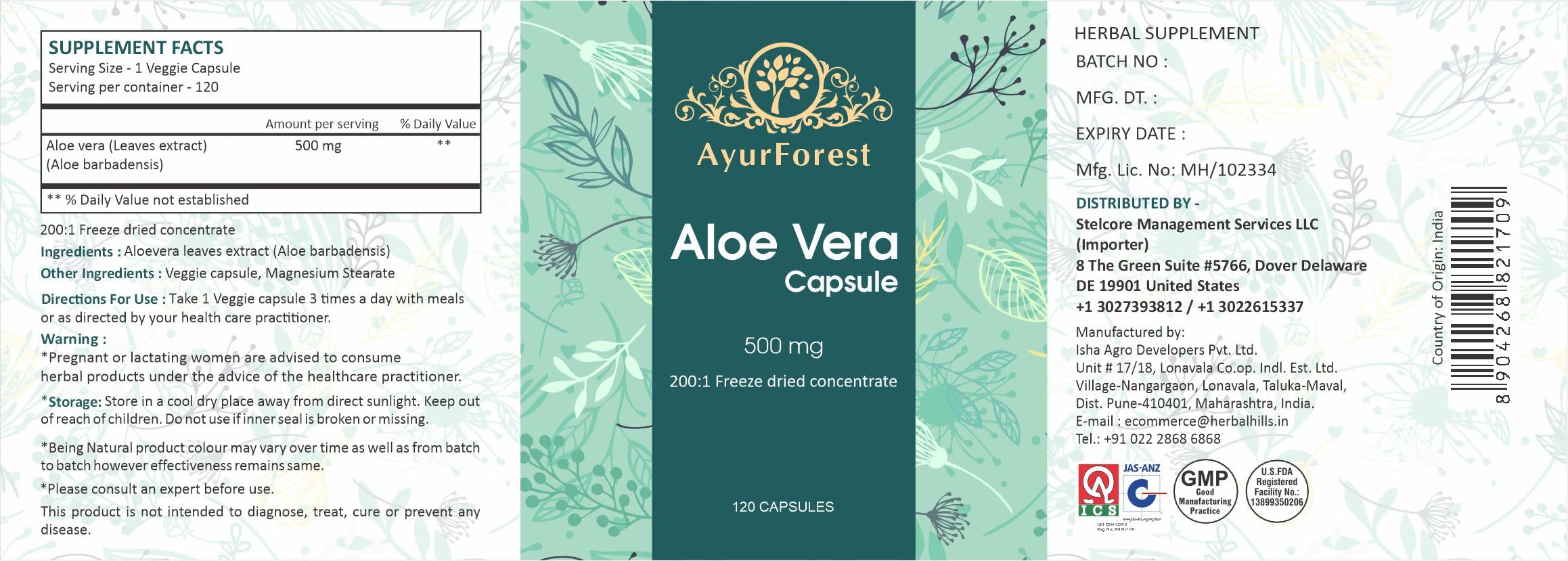 Ayurforest Aloe Vera Capsule bottle in daily-use setup.