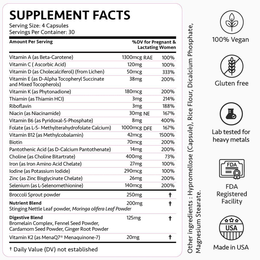 Made in USA label on bottle, emphasizing quality and traceable production.