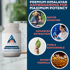 Ayush Herbs Ashwagandha capsules deliver 500 mg per caplet