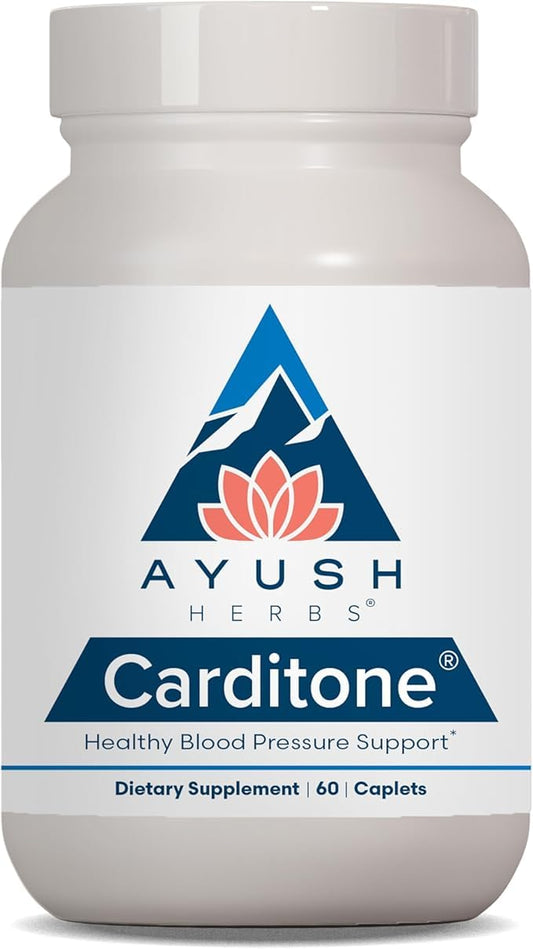 Ayush Herbs Carditone bottle showing daily heart health support in a vegan formula