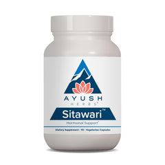 Ayush Herbs Sitawari capsules packaging promotes herbal wellness support for women.