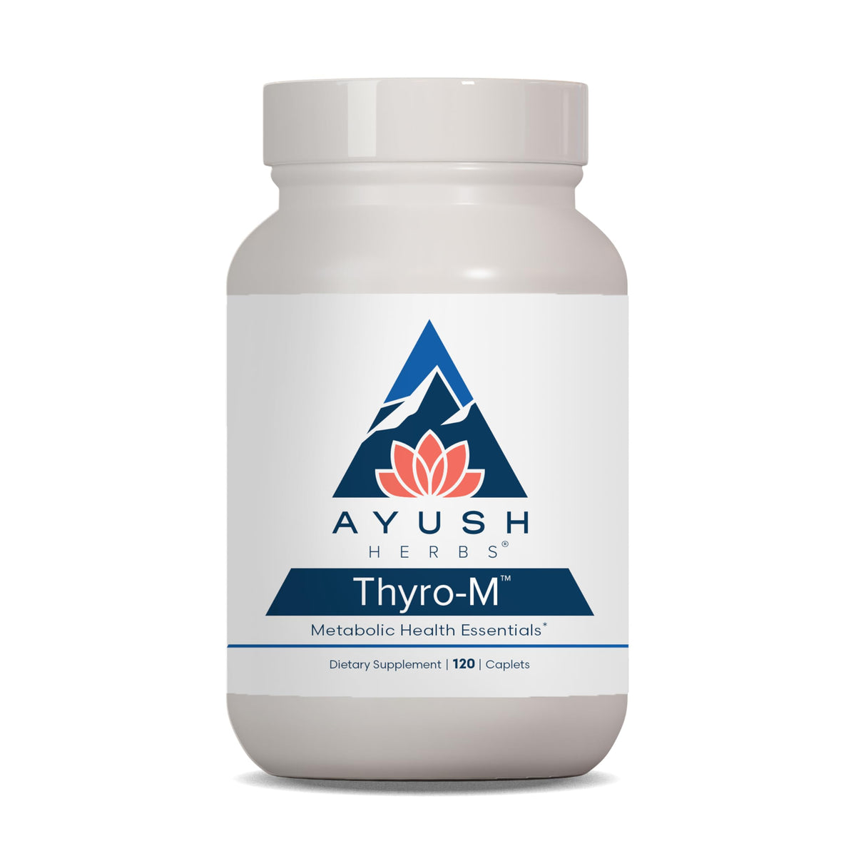 Ayush Herbs Thyro-M bottle front view; supports thyroid health naturally.