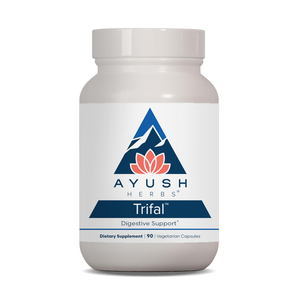 Ayush Herbs Trifal Digestive Support bottle cap close-up for easy daily use