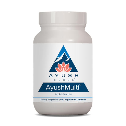 Ayush Herbs Ayush Multi bottle close-up for daily wellness support.