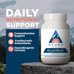 Ayush Multi capsules in jar illustrating easy daily supplementation.