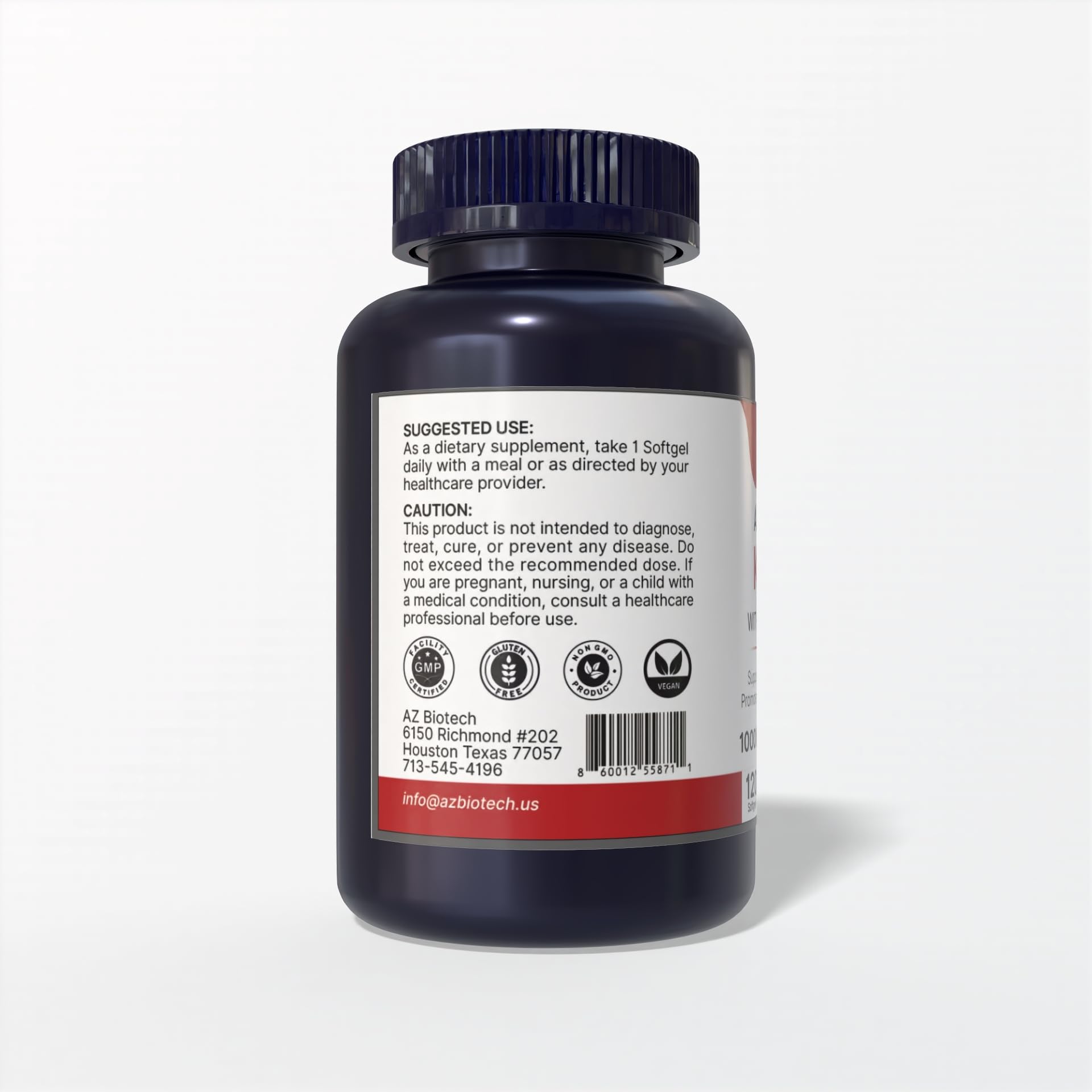 AZ Biotech Antarctic Krill Oil softgel demonstrating ease of swallowing and digestion-friendly formula.