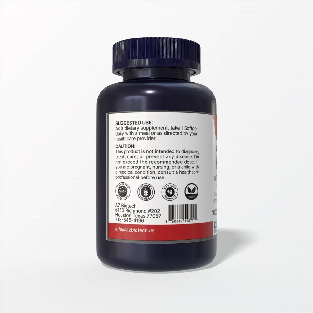 AZ Biotech Antarctic Krill Oil softgel demonstrating ease of swallowing and digestion-friendly formula.