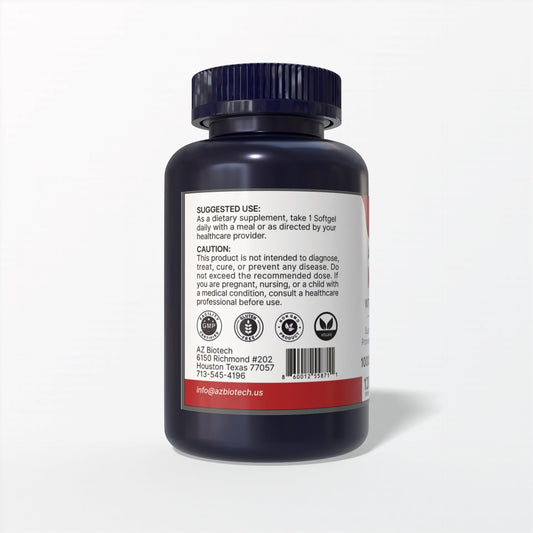 AZ Biotech Antarctic Krill Oil softgel demonstrating ease of swallowing and digestion-friendly formula.