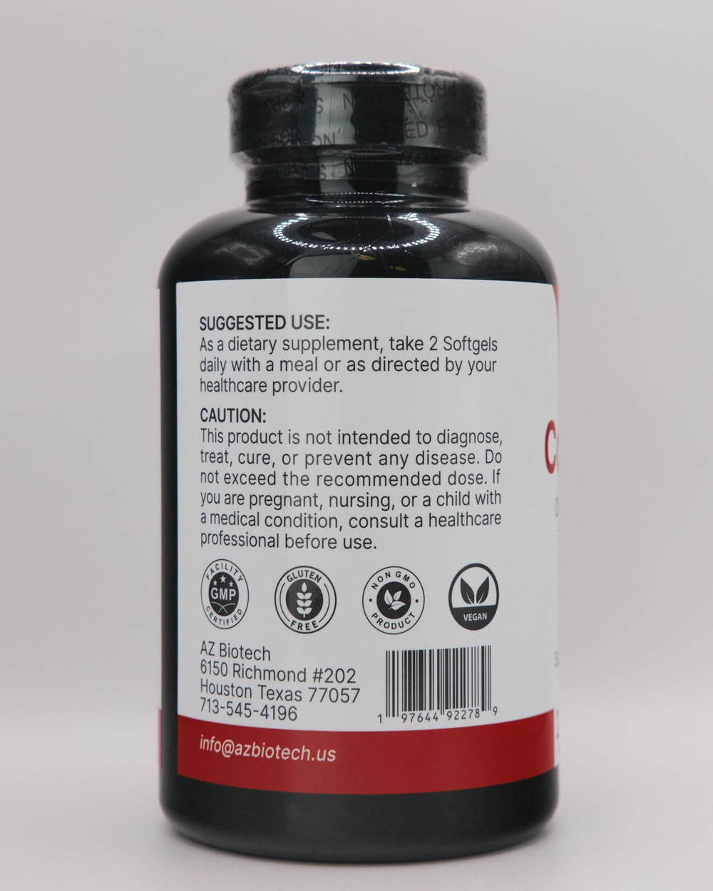AZ Biotech CoQ-10 Plus softgels close-up highlighting high-potency capsules