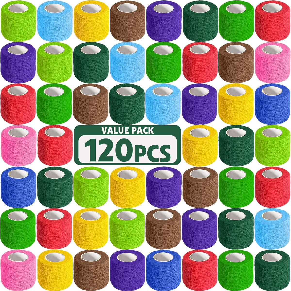 AZEN 120-pack bandage wrap rolls for quick, secure self-adhesion.