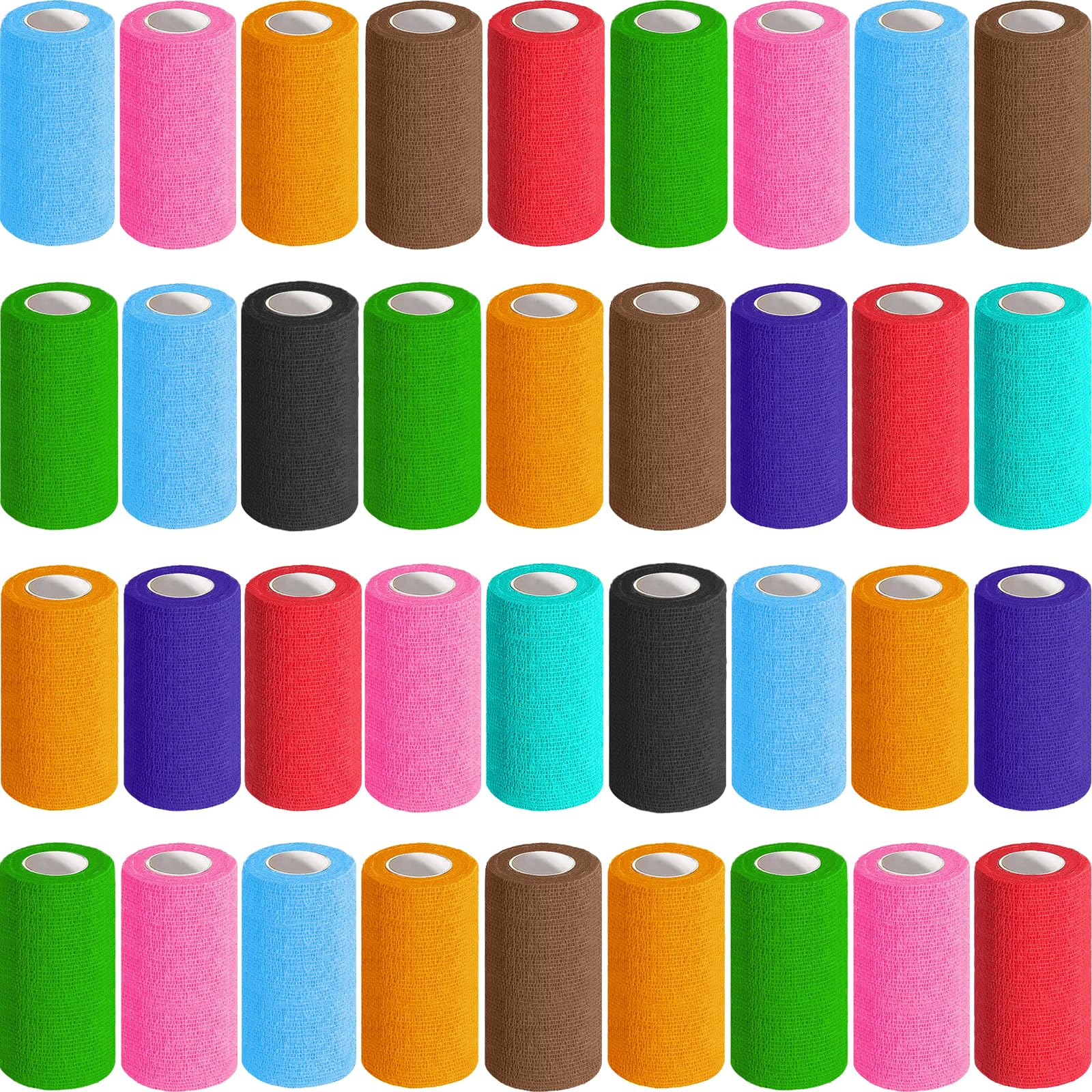 AZEN 36-pack self-adhesive bandage wrap colors closeup for versatile wound care
