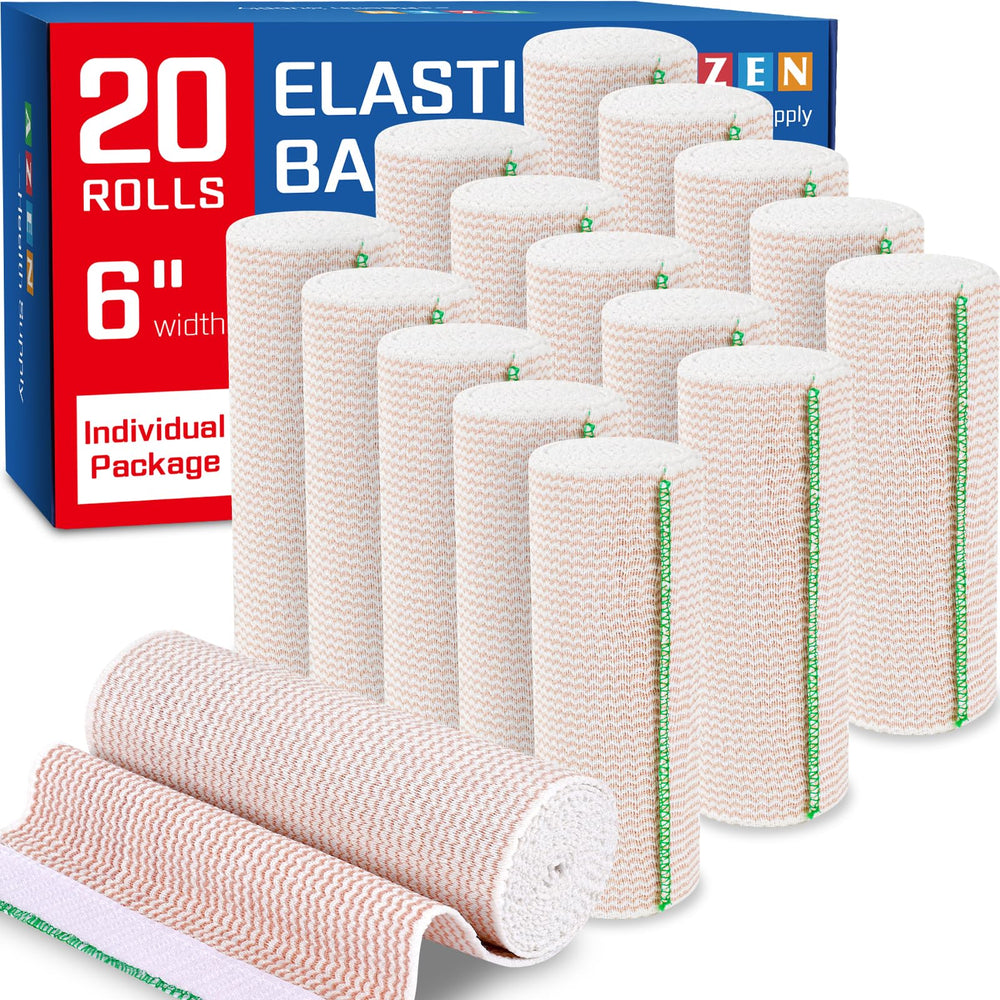 AZEN Premium 6-inch elastic bandage wrap for legs with adjustable, breathable compression.