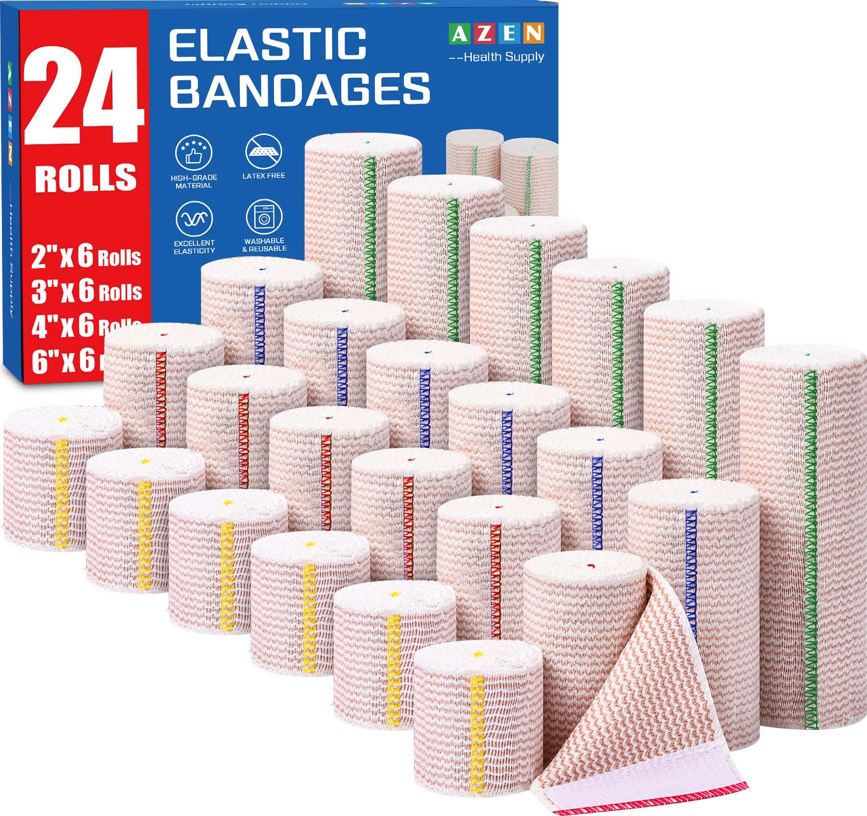 AZEN Premium 2x2-inch elastic bandage wrap for gentle, skin-friendly support