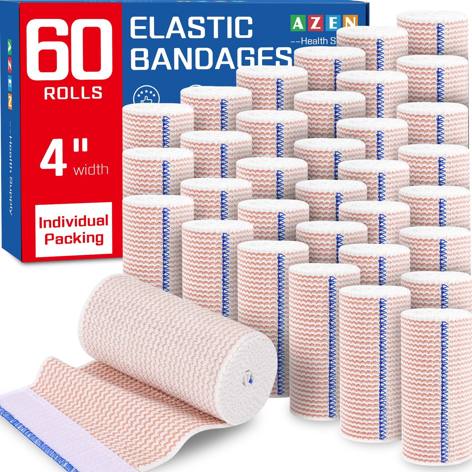 AZEN Premium 40-pack elastic bandage packaging for easy storage in first aid kits.