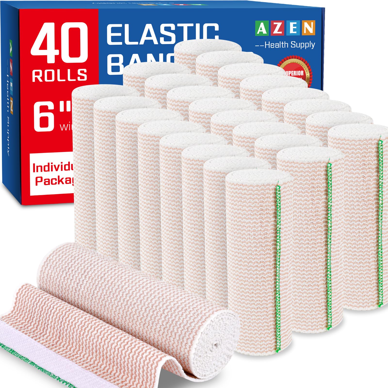 AZEN Premium elastic bandage wrap, front view, ideal for home first aid on the go