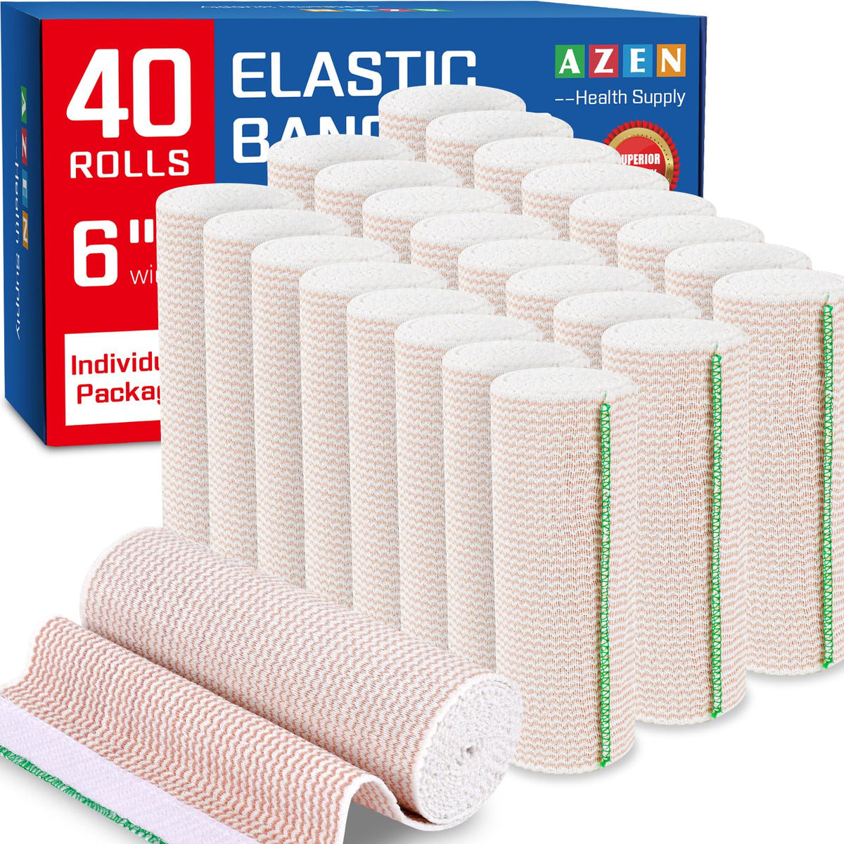 AZEN Premium elastic bandage wrap, front view, ideal for home first aid on the go