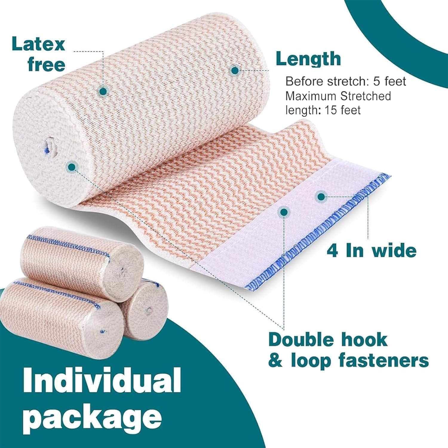 AZEN Premium 4-inch bandage on leg showing leg-to-knee coverage for daily support.