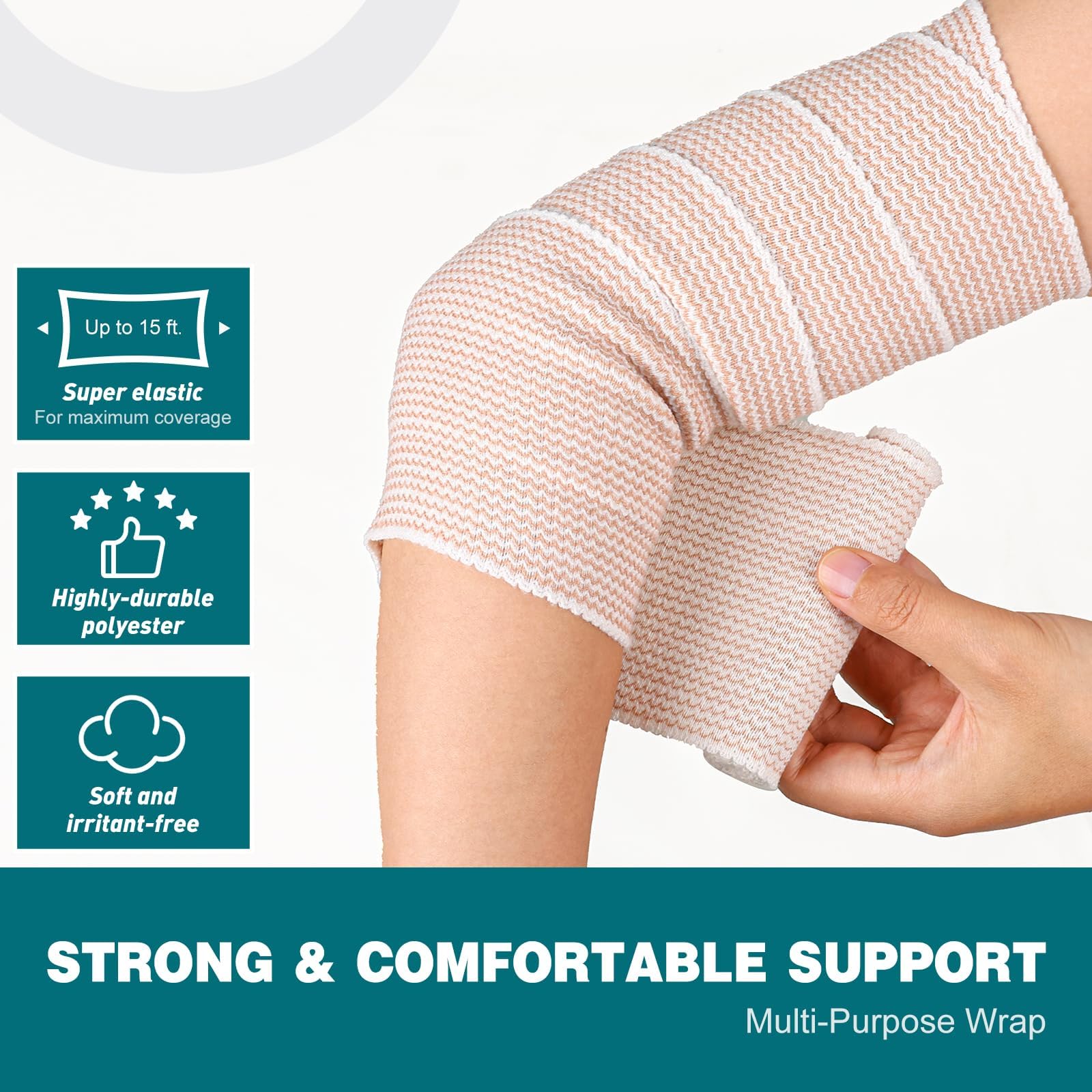 AZEN bandage ends with hook-and-loop for quick secure fit during activities.