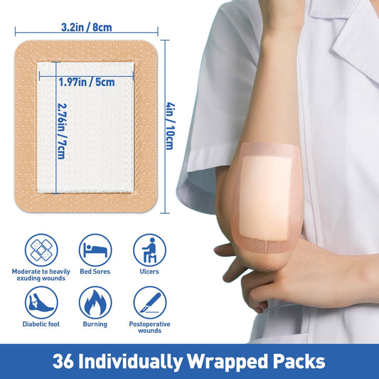 AZEN silicone bandage with absorbent pad for drainage management