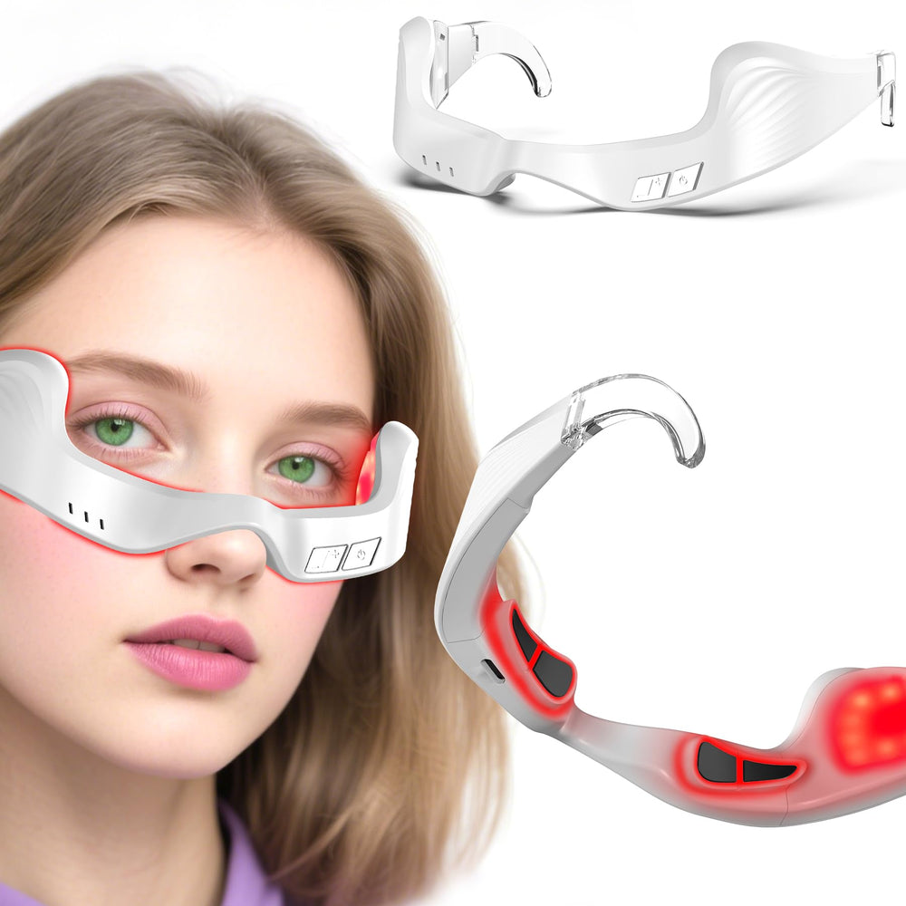 Azhien red light eye massager glasses used for a quick, refreshing eye session