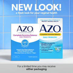 AZO Complete Feminine Balance capsules close-up highlighting Intelliflora blend