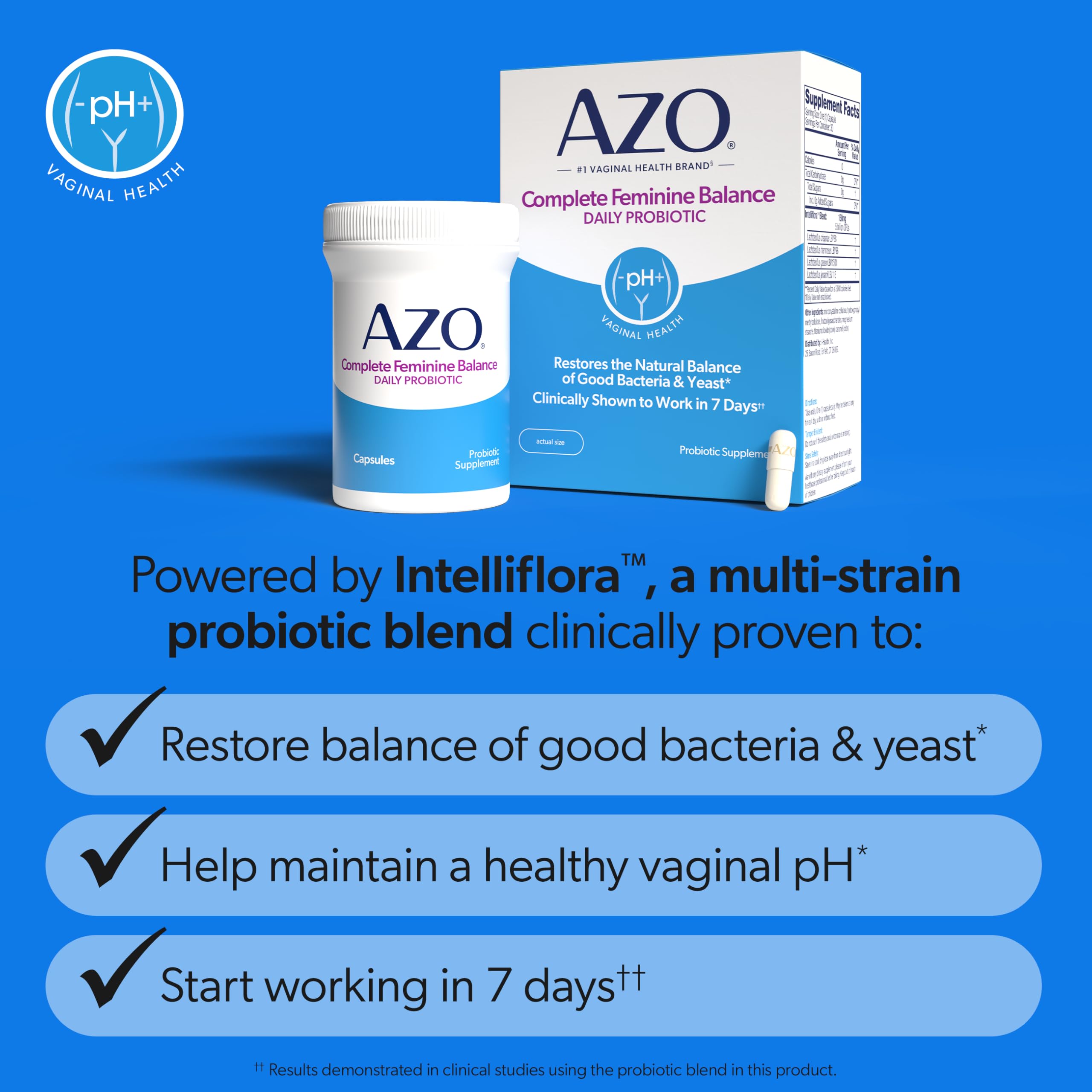 AZO Complete Feminine Balance packaging front showing product info