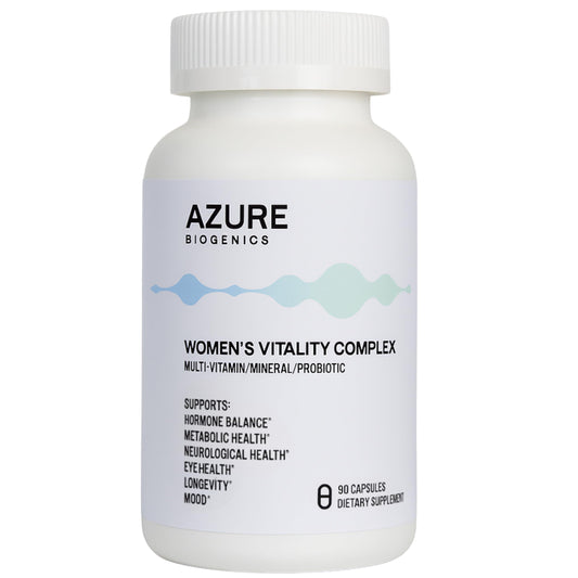 Azure Biogenics all-in-one women's multivitamin bottle for daily wellness