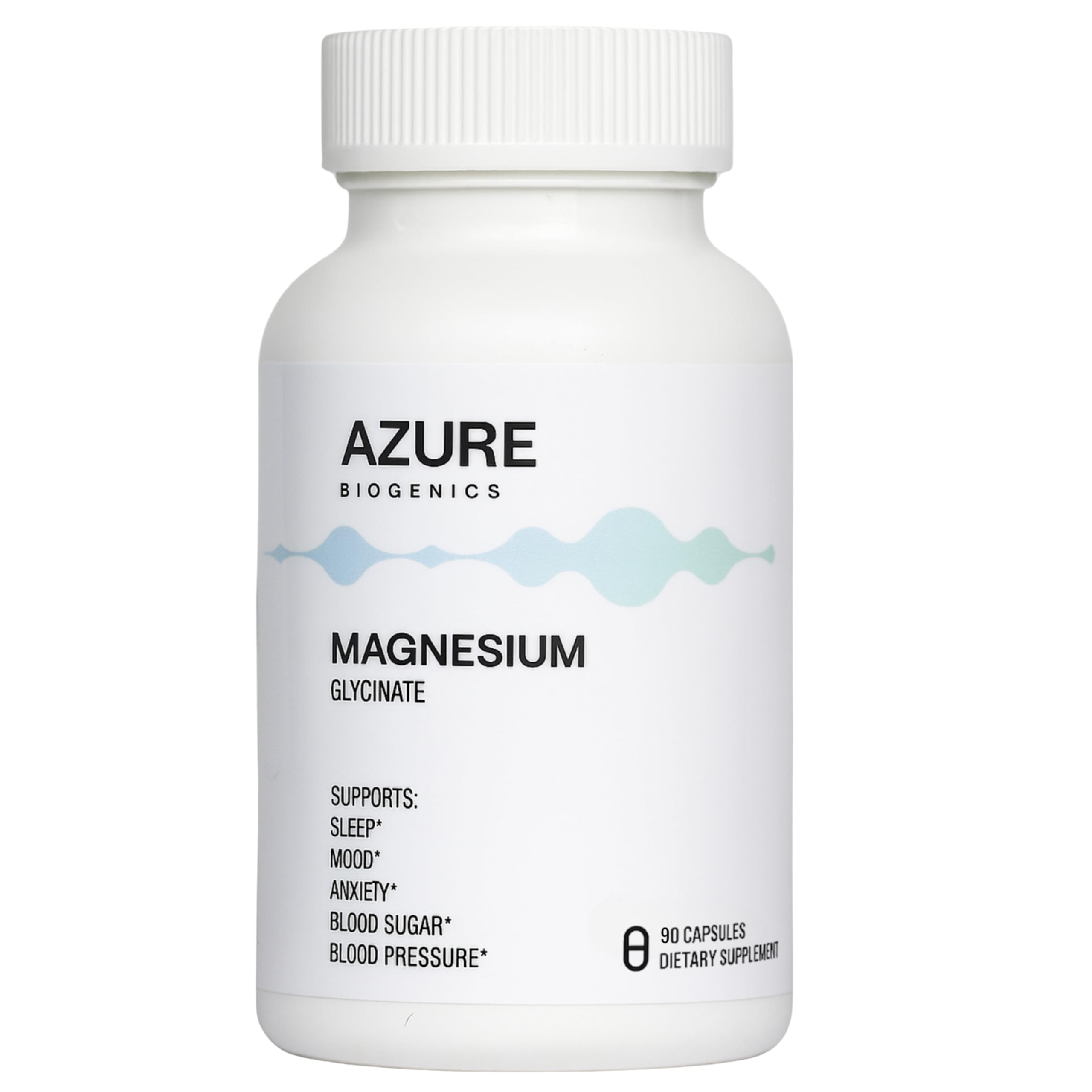 Azure Biogenics Pure Magnesium Glycinate bottle for daily use and calm support