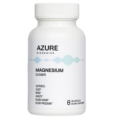 Azure Biogenics Pure Magnesium Glycinate bottle for daily use and calm support