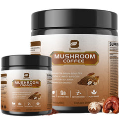 B BEWORTHS 2Pack label on mushroom coffee for on-the-go focus and keto energy.