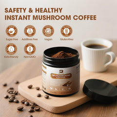 B BEWORTHS instant mushroom coffee on-the-go mix for easy daily wellness.