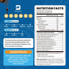 Close-up of dry ingredients highlighting mushroom blends and powder texture