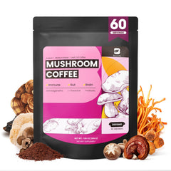 B BEWORTHS Mushrooms Coffee packaging canister ready for daily energy.