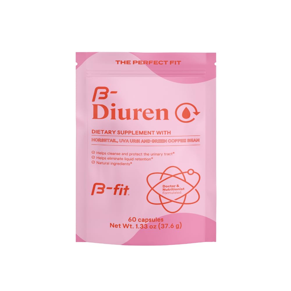 B-FIT B Diuren bottle pour showing easy daily use for hydration balance.