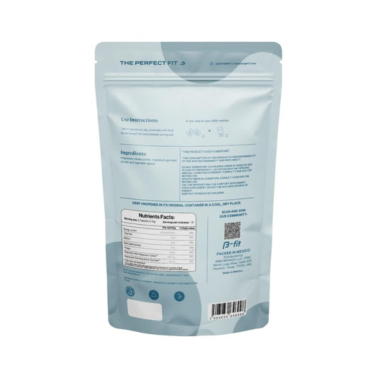 B-FIT B Magnesium Glycinate & Citrate bottle-back details vegan and gluten-free features