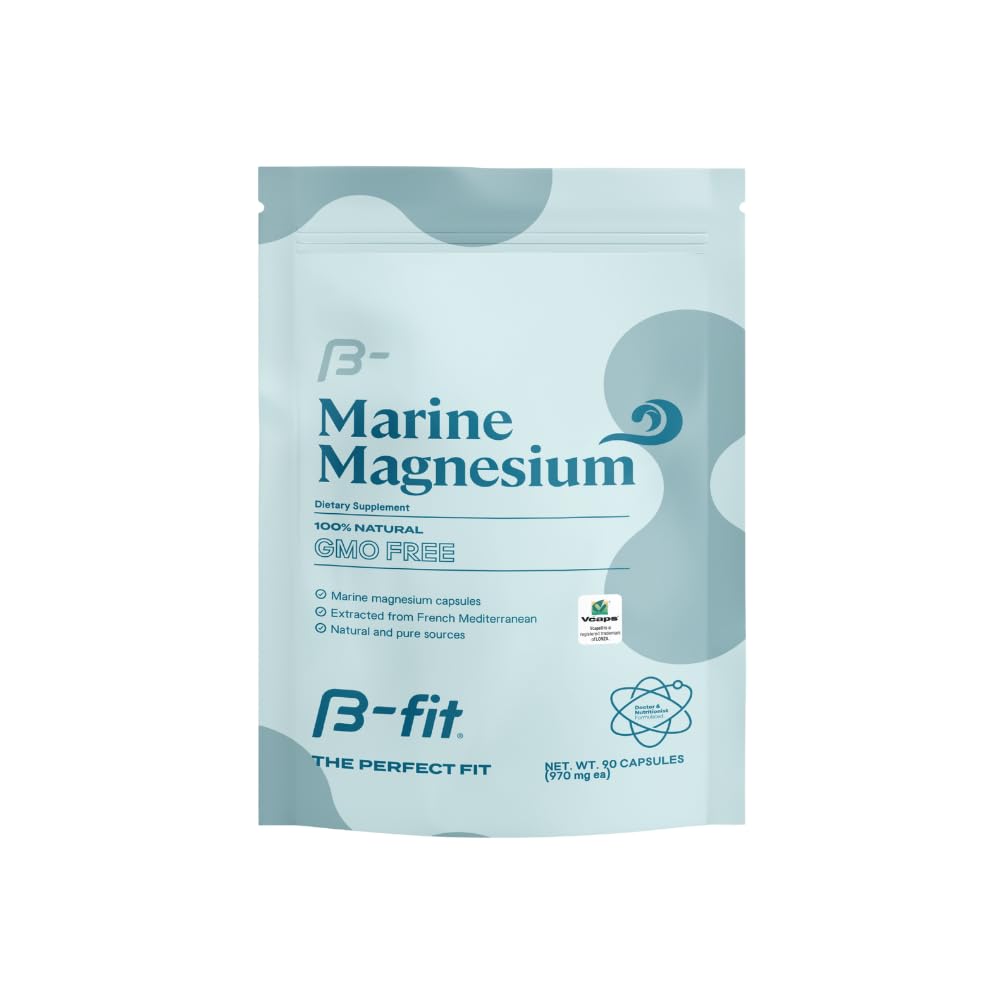 B-FIT B Marine Magnesium bottle front with clear label for easy daily supplementation.