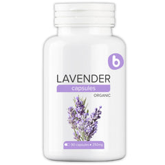 b lavender capsules bottle: convenient daily relaxation and balance.