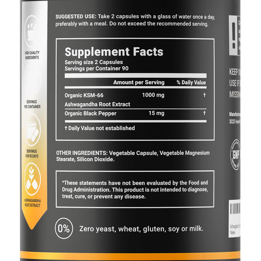 Ashwagandha capsules close-up for easy daily use and convenience.