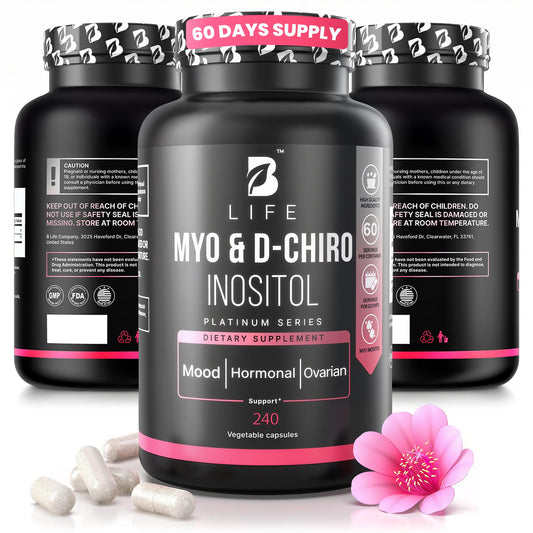 B Life Company D-Chiro Inositol 40:1 capsules support cycle regularity and hormonal balance
