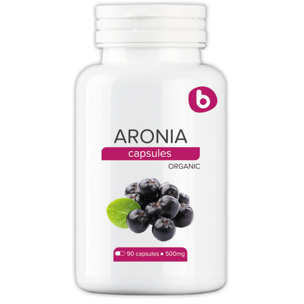 b Organic Aronia Berry Capsules bottle front showing vegan formula