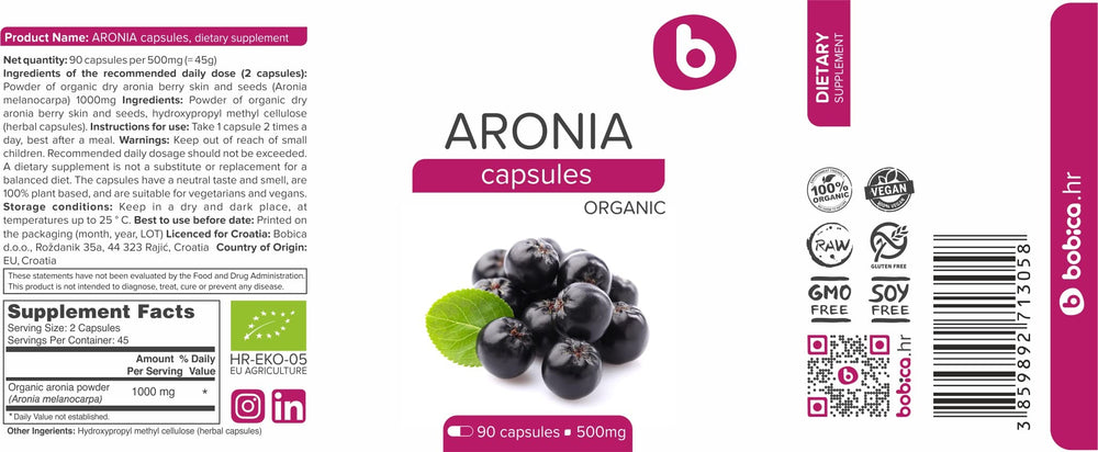 b Organic Aronia Berry Capsules GMP seal close-up signaling quality control